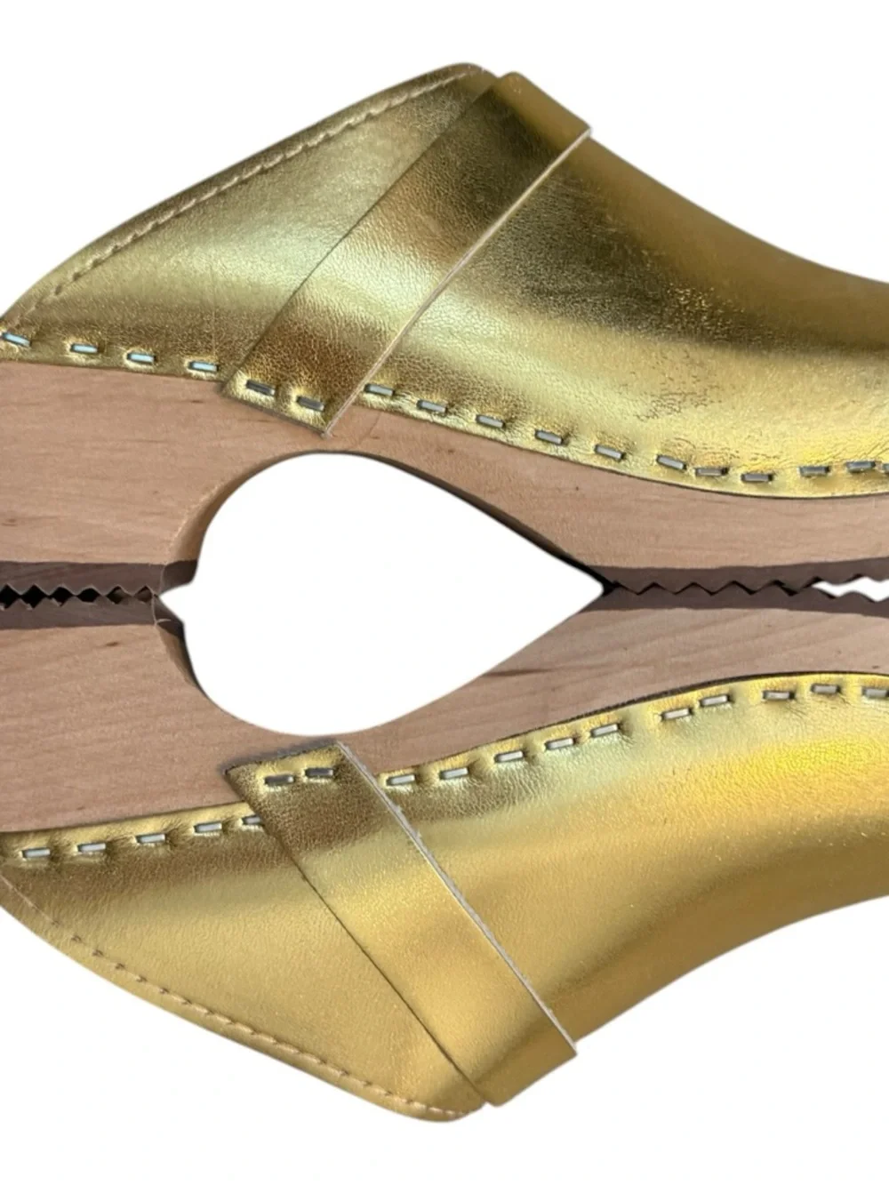 Torpatoffeln Swedish Gold Metallic Leather Slip-On Clogs. EU 37. - Picture 4 of 11